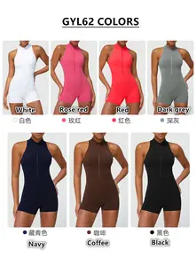 CUSTOM LOGO Women's Sports Fitness Running Yoga Bodysuit Sexy Gym Suit Shorts Jumpsuit For Yoga Running Gym Workouts