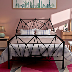 Dormitory Construction Single Tier Coated Pipe Manufacturers Sell Iron Metal <b>Bed</b> King-size <b>Frame</b> Type <b>Platform</b> Bedroom Furniture - Product Image 2