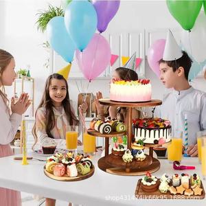 Wooden multi-tiered round cupcake <b>rack</b>, pastry <b>plate</b>, dessert table, snack display <b>rack</b>, household wooden storage <b>rack</b> - Product Image 2