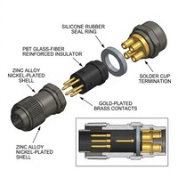 Cable Conector Circular Impermeable IP67 de 5 Pines ST12 |   Conector de Aviación Roscado M12 |   Sensor para Equipos de Exterior, Macho y Hembra