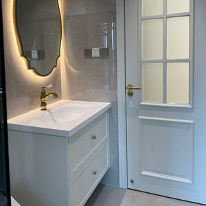 Vanité européenne contemporaine | Panneau encastré élégant en crème vanille - Product Image 4