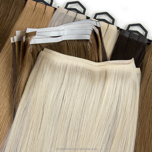 Extensions de cheveux humains russes en bande adhésive, en cuir PU pleine épaisseur, style européen, avec bande invisible injectée - Product Image 3