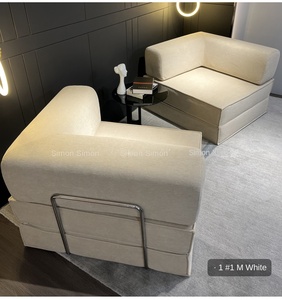 デュアルユース クリームピンク ファブリック リビングルーム モジュール ウェーブカード テディ ソファベッド コンビネーション コーナー レイジースタイル コンプレッションソファ - Product Image 5