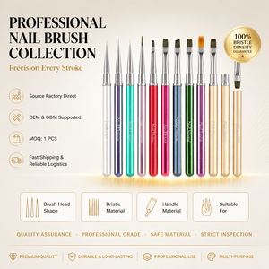 Ensemble de pinceaux à ongles personnalisés avec logo, poils dégradés verts, capuchon de protection, maintien stable du gel, outil pour gel UV, pour salon et manucure DIY - Product Image 1