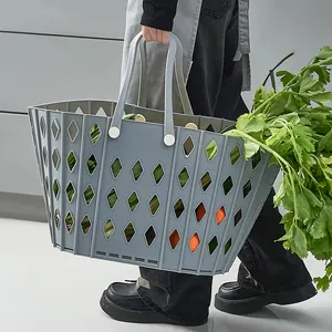Vegetable shopping storage basket plastic bath picnic hand basket household large capacity laundry basket