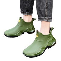 Bottes de pluie courtes pour hommes, vert armée, tendance et stylées, chaussures en caoutchouc imperméables de style sportif pour hommes, épaissies et élargies