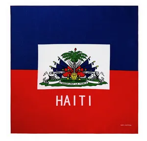 Fanni السائبة بالجملة الكاريبي علم الدولة الحجاب مخصص الطباعة جامايكا هايتي مربع باندانا