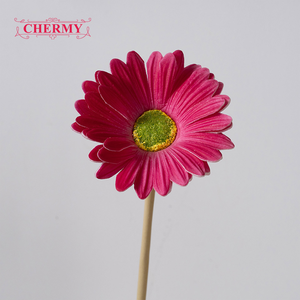 CH016 Flores Artificiales de Gerbera de PU con Tacto Real, Color Naranja y Blanco, para Decoración de Bodas y Hogar - Product Image 2