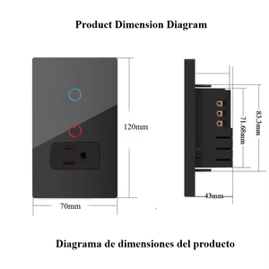 Interruptor de Luz Inteligente Wifi Tuya para Escaleras, Enchufe de Pared para México y Estados Unidos, Panel de Vidrio Inteligente, Control Remoto, Compatible con Alexa y <span class=keywords><strong>Google</strong></span> Home - Product Image 4