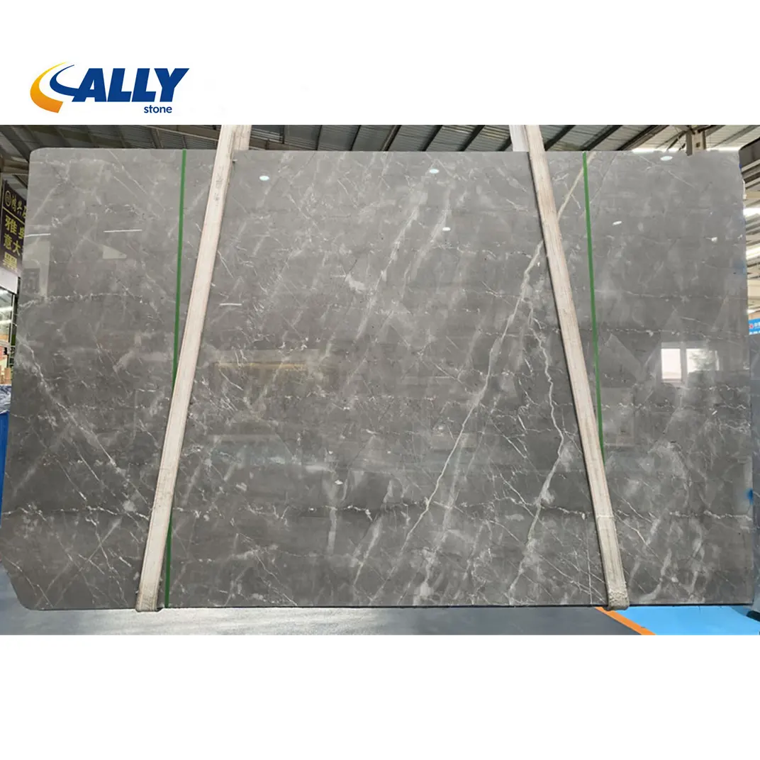 China Light Gray Keynes Grey Marble Polished Slabs For Interior Exterior Flooring Natural Stone