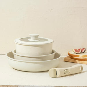 Nouveau design d'ustensiles de cuisine <span class=keywords><strong>matriochka</strong></span> en métal moulé sous pression à poignée détachable avec marmite à soupe Wok poêle à frire ensemble de marmites en pierre médicale - Product Image 5