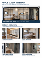 Maison préfabriquée modulaire Airbnb Apple Cabin Double Wing, grand espace intérieur avec une disposition flexible à double aile, personnalisation disponible