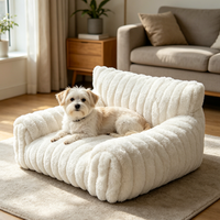 Lit pour chien et chat imperméable en TPU avec fond antidérapant, fausse fourrure de lapin, canapé de luxe pour animaux de compagnie de petite et moyenne taille, intérieur