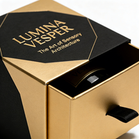 Boîte d'emballage en papier texturé personnalisée, boîte à bougies coulissante pour la présentation de parfums d'intérieur et de cires parfumées en vente au détail