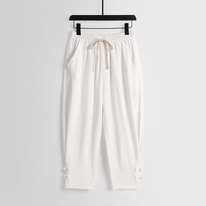 <span class=keywords><strong>Pantaloni</strong></span> Casual da uomo in <span class=keywords><strong>lino</strong></span> estivo semplice e Versatile stile cinese con bottoni a forma di rana <span class=keywords><strong>pantaloni</strong></span> affusolati - Product Image 3