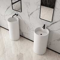2025 vente chaude marbre salle de bain lavabo Design moderne Surface solide support libre piédestal évier égouttoir pour Villa Application