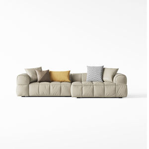 AOMISI CASA diseñador sala de estar <span class=keywords><strong>en</strong></span> forma de <span class=keywords><strong>L</strong></span> tela de cuero con marco de madera gran tamaño seccional esquina moderno sofá conjunto <span class=keywords><strong>en</strong></span> Cuir - Product Image 2