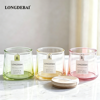 Conteneurs de bougies d'aromathérapie vides personnalisés en gros, pots à bougies en verre dégradé à large ouverture avec couvercle en bois pour la décoration intérieure