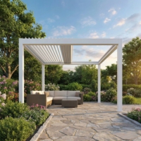 Pergola rétractable en aluminium peu encombrante, cadre résistant aux ouragans et au vent, utilisation extérieure toutes saisons, à lames orientables électriques pour balcon