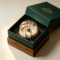 Artisanat en résine entièrement personnalisé, coffret cadeau haut de gamme, sculpture de luxe représentant la mosquée de la Mecque, la Kaaba, globe à neige avec commande magnétique pour contrôler le mouvement