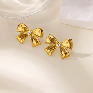 304 Stainless Steel <b>Butterfly</b> Cross Portrait Bow Gold Plated Earrings Three Dimensional Vacuum Electroplated 18K <b>Real</b> Gold Party - Product Image 4
