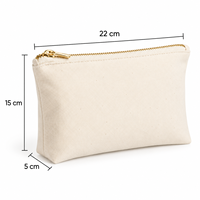 Pochette cosmétique personnalisée en toile naturelle avec fermeture éclair dorée, trousse de maquillage pour femmes, rangement de voyage pour articles de toilette, OEM ODM