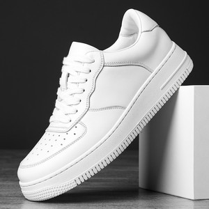 Men's <b>White</b> Sneakers Premium Genuine Leather Low <b>Heel</b> Rubber Outsole EVA Midsole Leisure Wear Resistant Slip Resistant - Product Image 2