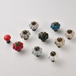 European Style <b>Ceramic</b> Pumpkin <b>Knobs</b> Colorful Novelty Shape Wardrobe Drawer Handles Durable Zinc Alloy Installation - Product Image 2