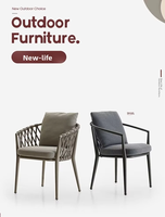 Ensemble table et chaises d'extérieur empilables en alliage d'aluminium nordique avec pieds coniques pour villas, jardins, hôtels, maisons d'exposition, repas de loisirs