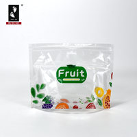 Sac d'aération de fruits transparent de haute qualité avec pochette de fruits frais en matériau PE perforé à fermeture éclair