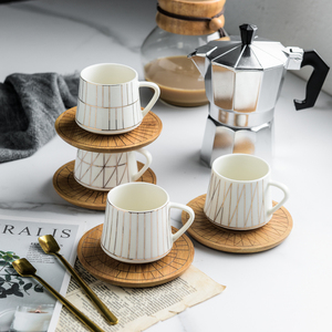 Espresso Caffè In Porcellana Tea Set con <span class=keywords><strong>Oro</strong></span> Decorazione Turco Tazza di Ceramica <span class=keywords><strong>e</strong></span> Piattino Set - Product Image 1