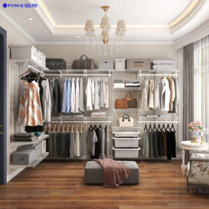 Dressing moderne de luxe avec panneaux en treillis métallique sur mesure, portes coulissantes verrouillables, meubles de chambre à coucher, caractéristiques <span class=keywords><strong>DIY</strong></span>, <span class=keywords><strong>porte</strong></span> en MDF durable - Product Image 2