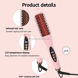 2 en 1 Boucleur à chaleur instantanée Outil de coiffure <span class=keywords><strong>Brosse</strong></span> à cheveux électrique à infrarouge Fer à lisser chaud Peigne thermique <span class=keywords><strong>Brosse</strong></span> <span class=keywords><strong>ronde</strong></span> - Product Image 4