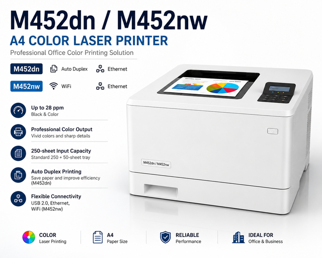 M452dn M452nw A4 Color Laser Printer Network Wireless Office Printer