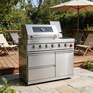 Vente Flash : Barbecue Modulaire de Luxe en Acier Inoxydable avec Fonction Fumoir, Allumage Électronique, Design Moderne et Pierre Culturelle Intégrée - Product Image 3