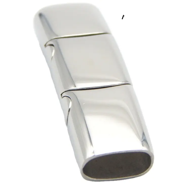 unique design 12x6mm inner size Stainless Steel Slide-in End Hook Magnetic Clasp for Flat Leather Jewelry Connectors