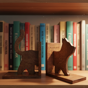 Fermalibri in Legno a Forma di Gatto con Base Antiscivolo per Decorazione <span class=keywords><strong>Verticale</strong></span> Casa e Ufficio, Organizzazione Libri e Documenti - Product Image 5