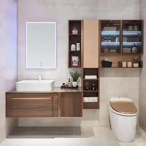 현대 디자인 나무로 되는 목욕탕 허영 테이블 세트와 목욕 허영 고정되는 목욕탕 허영 내각