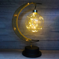 Lampe de table LED ronde moderne en fer PET blanc chaud, alimentée par piles, avec boule lumineuse à ressort, intensité variable, DC6V, IRC80