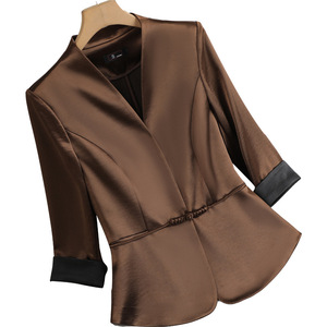 Women's Blazer Solid Color Polyester Fitted Waist Chinese Style Spring 2025 GDX-1680 - Product Image 5