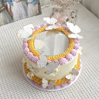 Décorations de Gâteau Papillon 3D Fait Main, 10 Pièces de Tailles Assorties Or Rose Violet, pour Anniversaire et Cupcakes