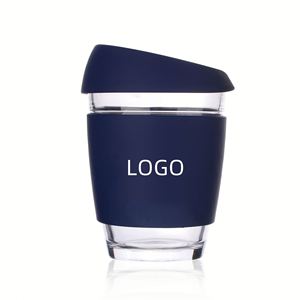 Tasse à café en verre à prix abordable, portable, 340 ml (12 oz), réutilisable, avec couvercle hermétique et manchon en liège - Product Image 1