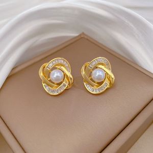Stainless Steel Jewelry Set Non Fade Diamond Pearl Clover Pendant Necklace Earring for Women Clavicle <b>Chain</b> Choker Charm Jewelry - Product Image 2