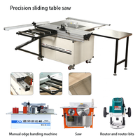 Scie à table coulissante de précision avec mini scie à table, machine à chants et ensemble de défonceuse |   Machines à bois multifonctions