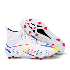 Soccer Sports Shoes Outdoor Football Boots Shoes Men's Fashion High Ankle Casual PU A3 Rubber