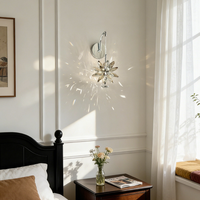 Lámpara de Pared LED de Cristal con Diseño Floral, Estilo Francés de Lujo, Moderna y de Alta Gama, para Sala de Estar, Dormitorio, Luz Ambiental junto a la Cama