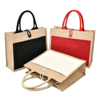 MOQ multicolor 100, bolso de mano de yute ecológico Natural grande con estampado personalizado, bolso de mano de lino con colores, bolso de mano con opción completa
