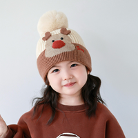 Bonnet Enfant Mignon Dessin Animé Lapin Kawaii Chapeau Tricoté Brodé avec Pompon pour Enfants Bonnets Chauds d'Hiver Sombrero Infantil