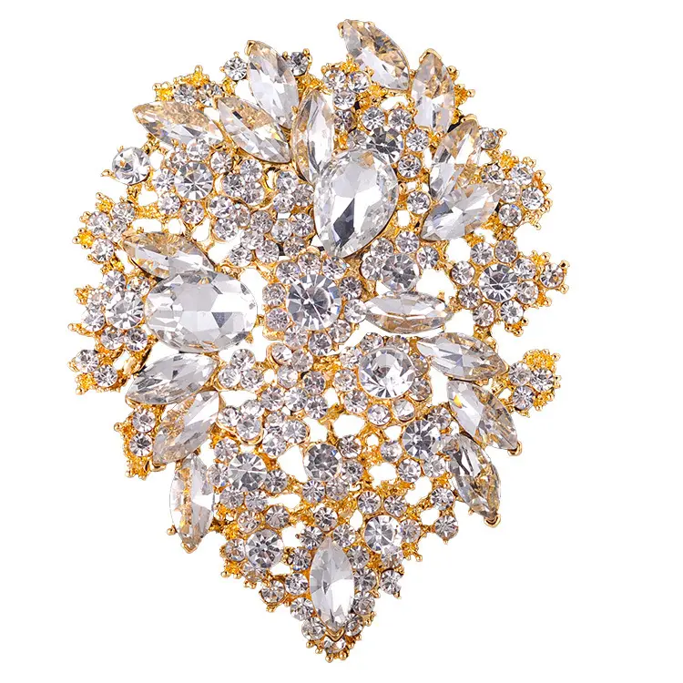 Grande fiore di strass Design spilla di diamanti spilla di cristallo spille accessori donna spille da sposa di moda