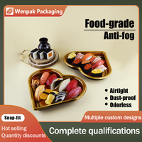 Barquette jetable en PET de qualité alimentaire WP520 en forme de cœur, dorée, multicolore, épaissie, avec couvercle